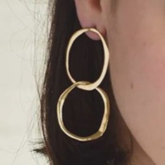organic open double circle post earrings
