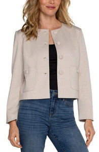 boxy cropped jacket w/ covered btns